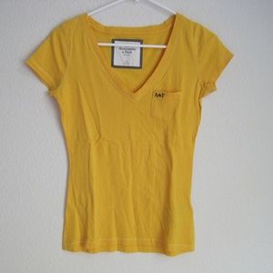 Abercrombie & Fitch Yellow V Neck Shirt - Size XS